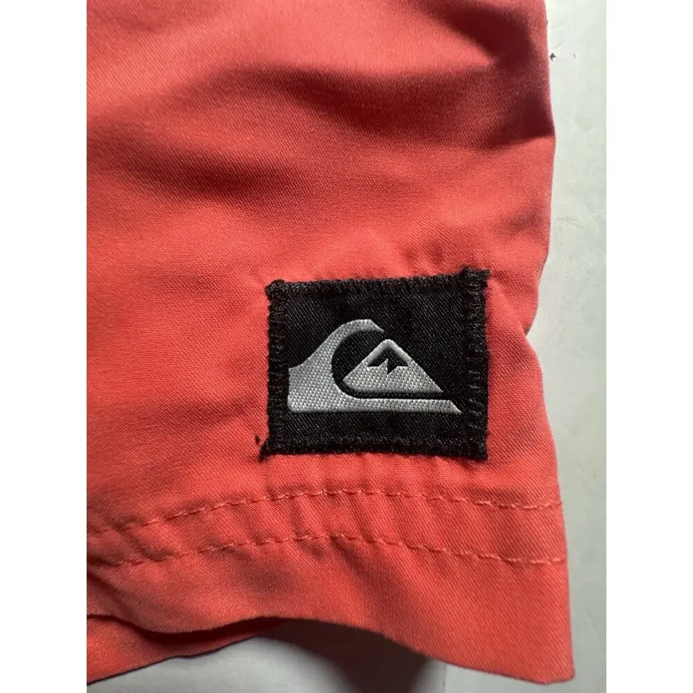Quiksilver Boys Swim Trunks Size L 14/16 Coral Elastic Waist NWT